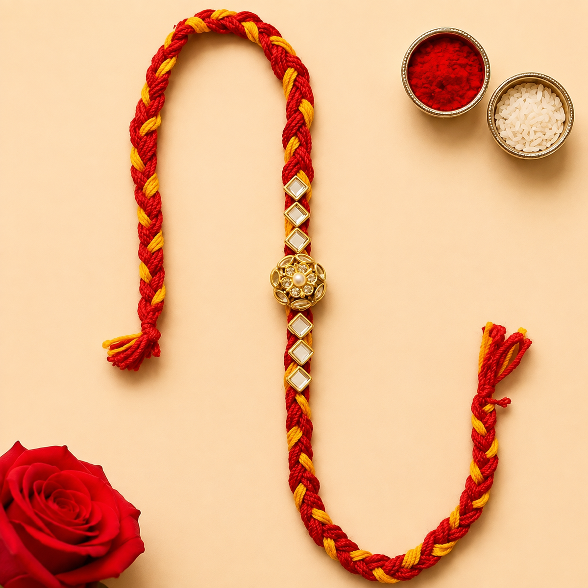 Rakhi Set of 5pcs with roli chawal | Premium Rakhi Gift Combo